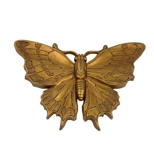 VTG Homco Gold Plastic Butterfly Wall Hanging 1970s 6" Wide